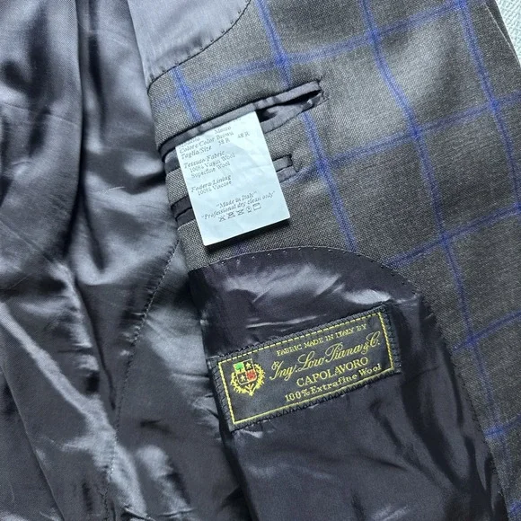 Movimento x Loro Piana Men 48R Sport Coat Blazer Brown Plaid Wool 2-Button Italy